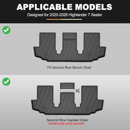 AOMSAZTO Floor Mats for Toyota Highlander 2020-2026 7 Seats (Gas & Hybrid) | Not for Grand Highlander, Custom Fit All-weather Protection Cargo Liner & Seat Back Mat Waterproof Easy to Clean Heavy Duty - Image 3