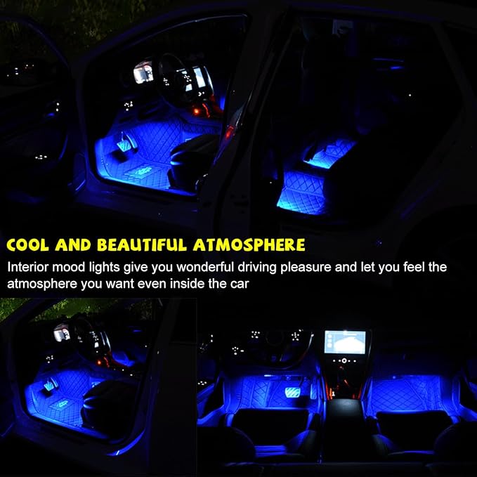 Car LED Strip Light, 48 LEDs RGB Neon Interior Atmosphere Lights, 12V Under Dash Ambient Night Light, Cigarette Lighter Auto Interior Decorative Lamp, Car Accessories (Blue) - Image 4