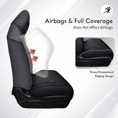 Huidasource Tacoma Front Seat Covers, Full Coverage Automotive Black Truck Seat Cover Custom Fit for 2005-2015 Double & Crew Cab 2nd Gen Toyota Tacoma Base Prerunner SR5 Limited(Front Pair/Black) - Image 3