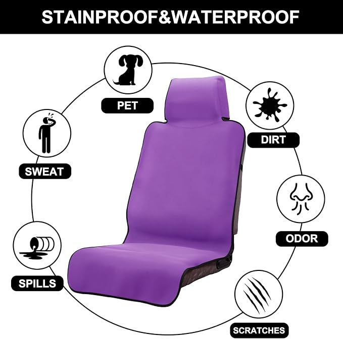 INFANZIA Waterproof Car Seat Cover Towel, Non-Slip Neoprene, Purple,2PCS | Carseat Protector Machine-Washable & Removable Universal fit SUV,Trunks, Absorbs sweat, for Gym/Yoga/Workout - Image 3
