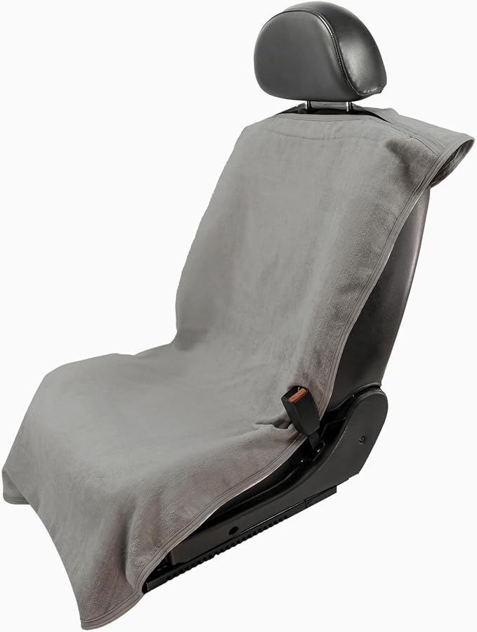 Seat Armour Gray Car Seat Towel Cover – Soft, Machine Washable & Absorbent Seat Protector – Quick Install, Multipurpose Vehicle Seat Cover for Workout, Beach, Travel – Universal Fit by SeatArmour