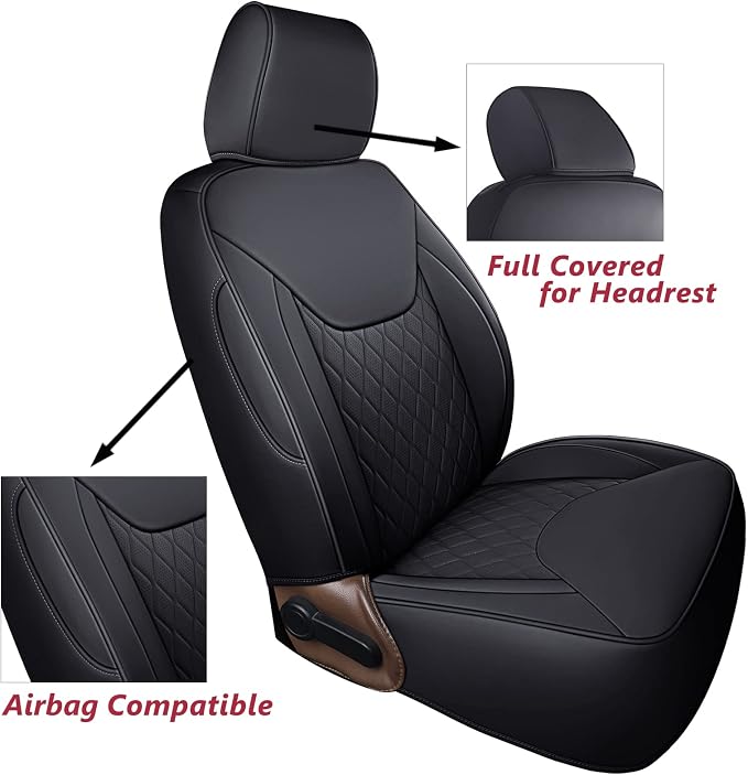 Coverado Seat Covers 4-Door Fullset for Jeep Wrangler, Waterproof Car Seat Covers for Truck Automotive Seat Covers Custom Fit for 2007-2017 Jeep Wrangler JK（Black） - Image 6