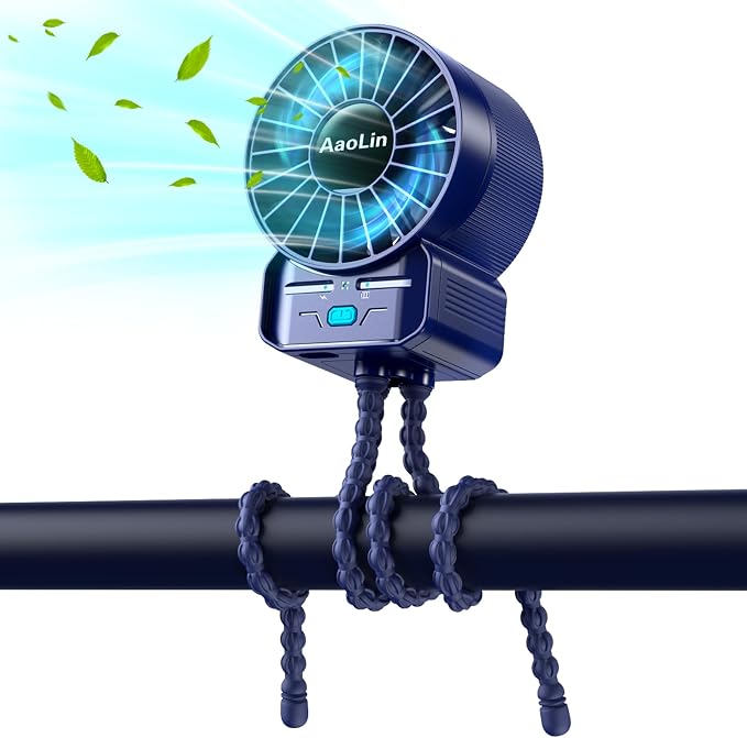 multifunctional USB rechargeable portable stroller small fan 4 speed 6600rpm high speed mini small handheld cooling fan extended flexible tripod for desktop wrap crib bike treadmill car kids gift by AaoLin