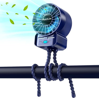 multifunctional USB rechargeable portable stroller small fan 4 speed 6600rpm high speed mini small handheld cooling fan extended flexible tripod for desktop wrap crib bike treadmill car kids gift by AaoLin