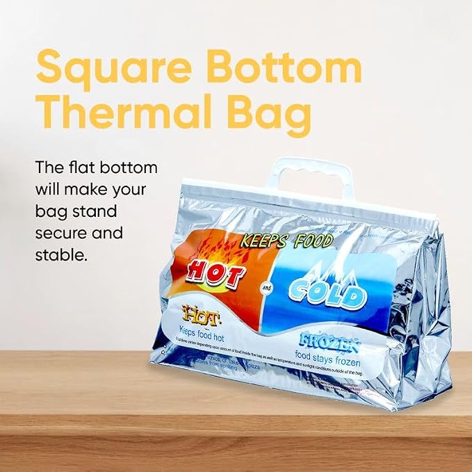 Superio Hot and Cold Insulated Bags for Food Delivery, Grocery Shopping Bags, Food Storage for Hot and Frozen Food for Travel, Disposable Cooler Bag, Reinforced Thermal Lunch Bag (10, 13"x5.5"x8.5") - Image 4