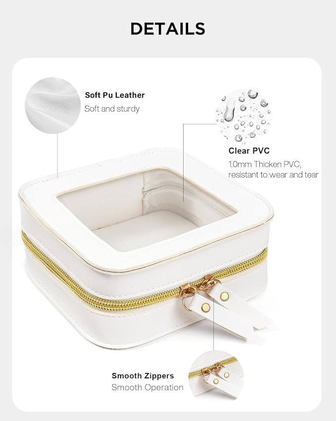 2 Pcs Clear Makup Bag Set, Clear Cosmetic Bags with Zipper Waterproof Small Travel Cosmetic Case Cute Make Up Pouch Mini Car Essentials for Women Travel Car Organizer - Image 5