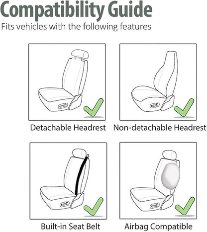 FH Group FH-FB302114 All Purpose Flat Cloth Car Seat Covers Beige/Black Color with F11306 Vinyl Floor Mats, Beige/Black Color - Fit Most Car, Truck, SUV, or Van - Image 5