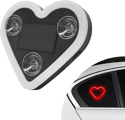 Sun Walker Heart-Shaped Car LED Ambient Light, Solar-Powered Love Heart Lamp Vehicle C-Pillar Atmosphere Light, Vibration-Sensing Triangle Window Lights Car Interior Decoration (Red) by Unknown