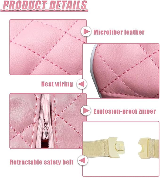 Car Tissue Holder, Soft PU Leather Auto Backseat Napkin Holder, Rectangle Hanging Tissue Box for 100-150 Standard Tissues, Universal Car Interior Storage & Organization Accessories (Pink) - Image 3