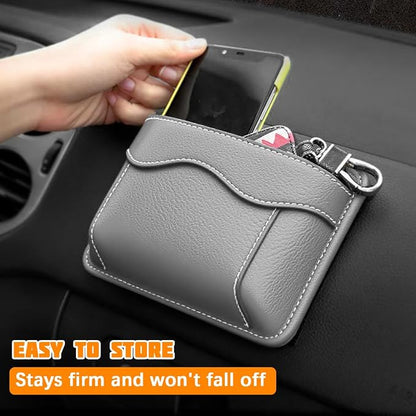 Car Seat Side Pocket Organizer, PU Leather Mini Vehicle Phone Holder Storage Bag, Automotive Interior Tray Pouch Seat Gap Filler Accessories, Universal for SUV Sedan Truck (Gray) - Image 4