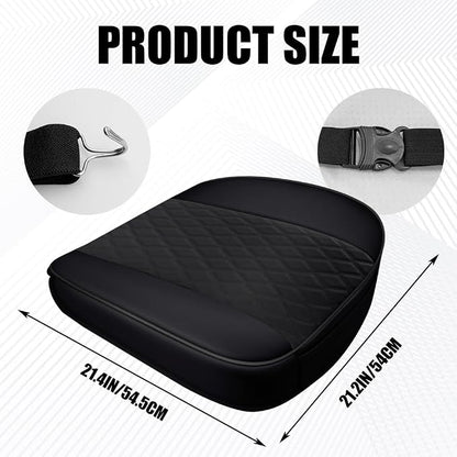 Leather Front Car Seat Cover, Anti-Slip Car Seat Bottom Covers, Full Wrapped Bottom Seat Protectors with Storage Pocket, Universal Comfortable Seat Cushion Fit Vehicles SUVs Trucks (Black) - Image 2