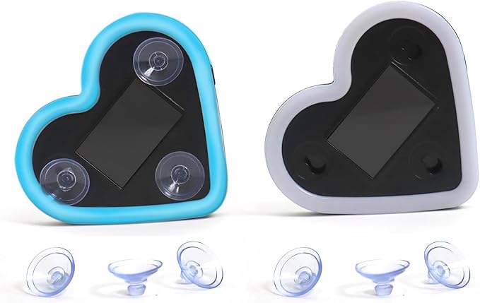Solar Powered Heart Light for Car (Ice Blue) | 2pcs Led wireless lamp with 6 modes vibration sensor, auto light activation, romantic gift for couples interior decor by Unknown
