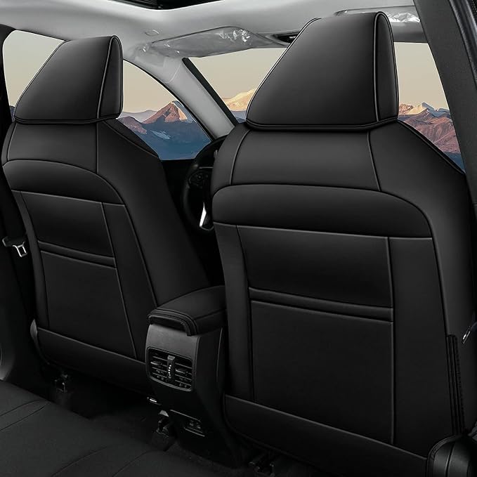 Custom Fit for Toyota Corolla Cross Hybrid 2023 2024 2025 Faux Leather Car Seat Covers Full Set Compatible Airbag Corolla Cross Hybrid S,SE,XSE Seat Protector Sedan Black+Grey - Image 3