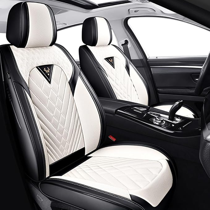 Fit for Toyota Camry Seat Covers 2001-2026,Premium Leather, 360° Full Protection, Thick Padding & Memory Foam, Waterproof & Stain-Resistant Car Seat Cover Front Set (2 Seat,Cream White) by Unknown