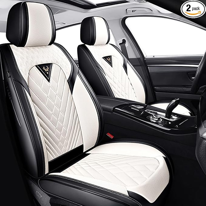 Fit for Toyota Corolla Cross Seat Covers 2022-2026,Premium Leather, 360° Full Protection, Thick Padding & Memory Foam, Waterproof & Stain-Resistant Car Seat Cover Front Set (2 Seat,Cream White) by Unknown