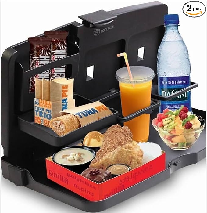 ZONETECH Multi-Functional Portable Foldable Car Backseat Tray Desk 2 Pack - Black Vehicle Table for Food, Meal, Snack, Laptop - Stay Organized When on The Go (1-Pack) by ZONETECH
