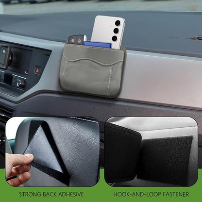 Car Seat Side Pocket Organizer, PU Leather Car Seat Gap Filler Bag, Car Seat Pocket Storage Bag for Phone, Keys, Sunglass, Wallet, Car Organizer Accessories for Seat, Door, Window (Grey) - Image 5