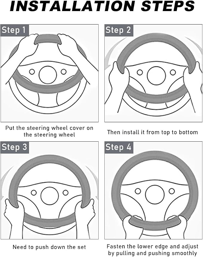 DXNQ Car Steering Wheel Cover, 15 Inch Carbon Fiber Leather Stitching Color Steering Wheel Protector, Anti-Slip Elastic Breathable Steering Wheel Cover Stylish Decor for Most Cars (Black & White) - Image 5
