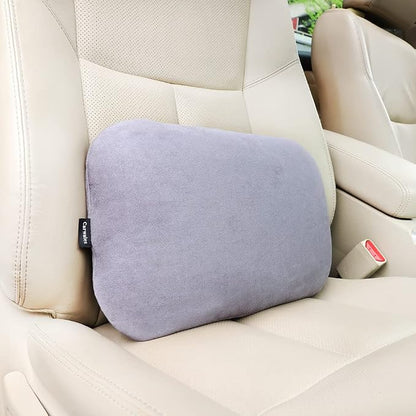 Latex Lumbar Support Pillow for Car Seat Cushion Lower Back Pain Relief | Memory Foam Suede, Thin Waist Support, Ergonomic, Office Chair, Driver Road Trip Accessories for Women Men, Grey - Image 9