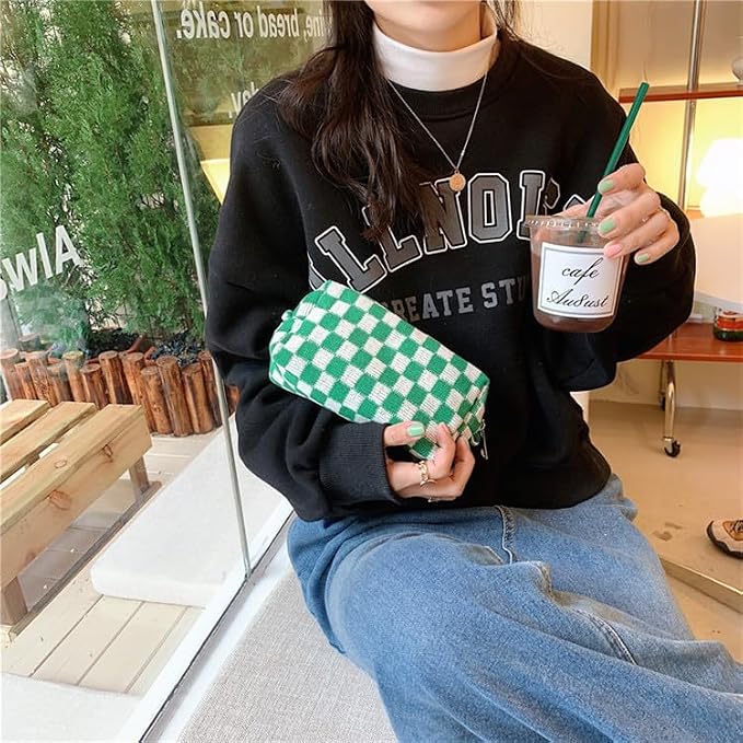 Checkered Makeup Bag for Purse, Small Travel Cosmetic Pouch,Green,6 Pack | Cute Zipper Makeup Organizer for Women, Travel Essentials, Toiletries, Makeup Brushes, Beauty Accessories&Bridesmaid Gifts - Image 6