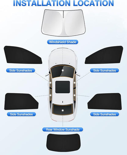 Canvcle Windshield Sun Shade for Hyundai Ioniq 5 2022-2025 2026 Ioniq 5 Accessories Sunshade Side Rear Window Shade Cover Sun Visor Shield Privacy Protection Keep Vehicle Cool Black 6PCS - Image 6
