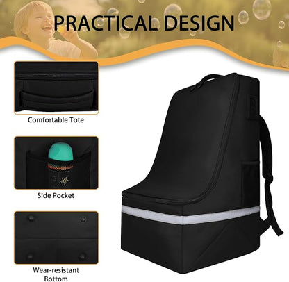 LARIPOP Car Seat Travel Bag for Airplane, Universal Gate Check Car Seat Bag, Padded Backpack with Waist Belt, Reflective Strips & Protective Feet, Fits Infant Convertible Booster Seats, Black - Image 5