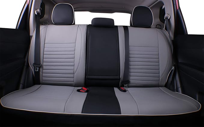 EKR Car Rogue Seat Covers 2017-2019(Sport & Hybrid),Leatherette Full Set | Custom Fit for Nissan Rogue Sport & Hybrid S/SV/SL 2017 2018 2019,Faux Leather(Black/Gray) - Image 6