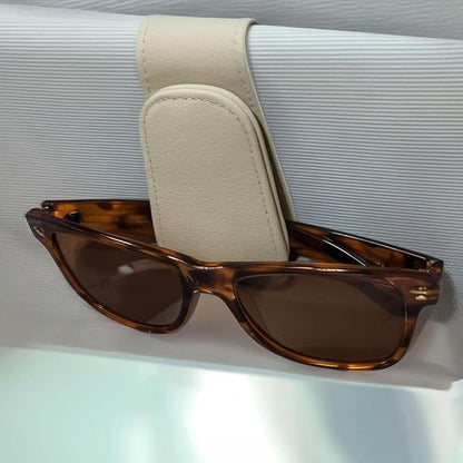 EldHus Car Sunglass Holder for Visor, Magnetic Car Eyeglass Holder Clip, Universal Vehicle Sunglasses Eyeglasses Mount, 1 Pack Beige - Image 2