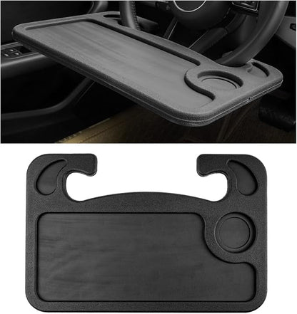 Car Steering Wheel Desk, Multifunctional Auto Seat Stand Trays for Eating and Working, Double Sided Design Steering Wheel Table Desk for Laptop, Food, Car Accessories (Black) by Sylvil