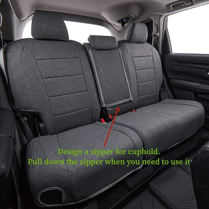 coverdream CRV Seat Covers Custom Fit for 2017-2021 2022 Honda CRV LX,EX,SE,EX-L,Touring,Hybrid,Fully Covered,Airbag Compatible UV Resistant Polyester Car Seat Protector(Full Set,Gray) - Image 5