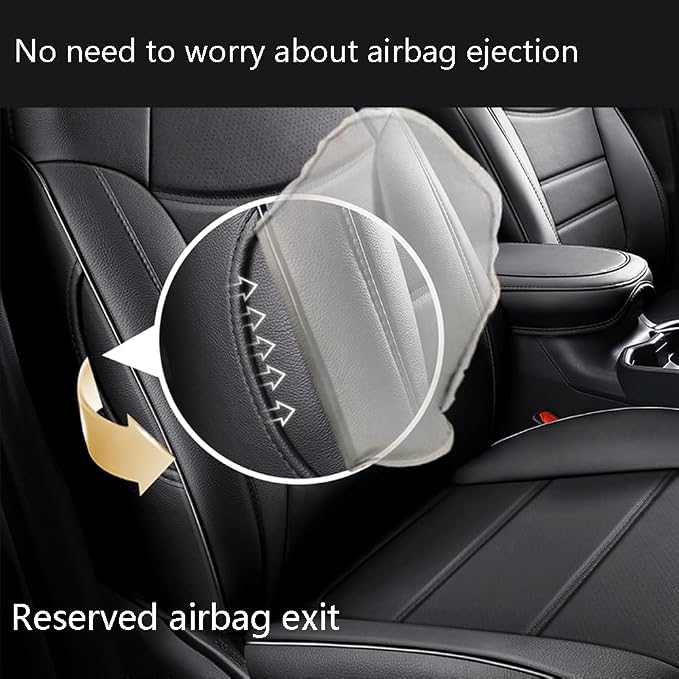 CocheFamilia Custom Fit Corolla Car Seat Covers for Select 2023 2024 2025 Toyota Corolla Hybird LE - Full Set,Leather (Black) - Image 6