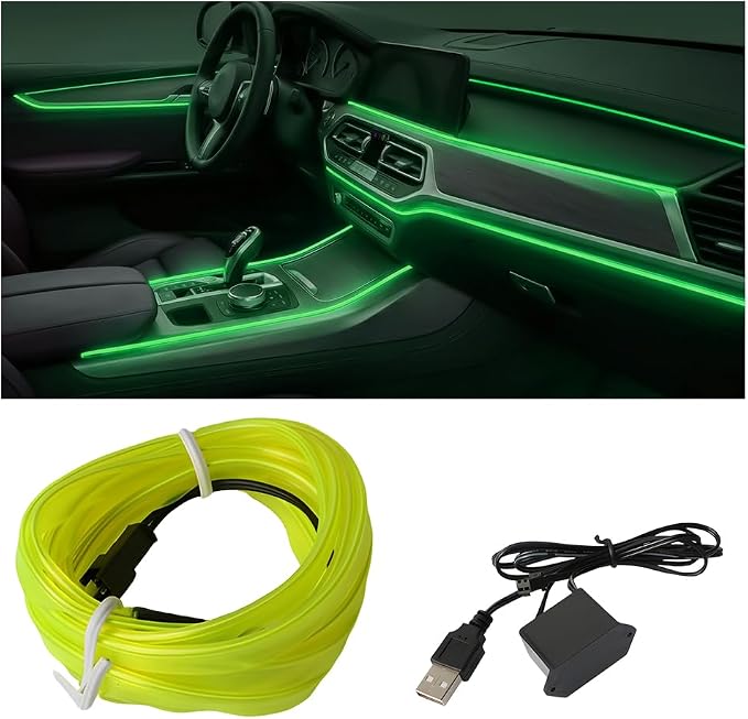 Car LED Strip Lights, 9.84FT 5V Waterproof Flexible Vehicle Ambient Lighting Kits with USB Port, Automotive Lamp Strips Decorations, Universal for SUV Automobile Truck (Fluorescent Green) by Unknown