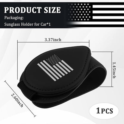 Leather Sunglass Holder for Car,American Flag Sunglasses Holder for Car Sun Visor with Magnetic Design for Storing Glasses or Cards,4th of July Decorations - Image 2