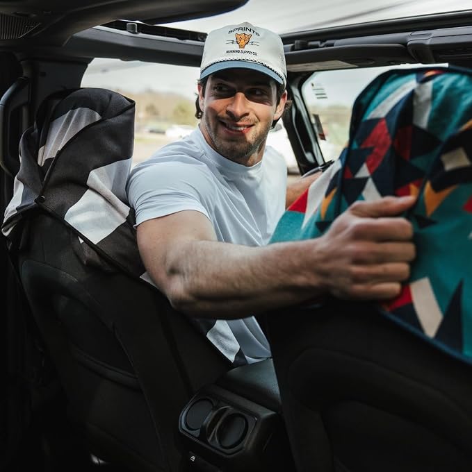 Sprints Athletic Running Towel, Full-Sized, Car Seat Cover - Performance Microfiber (Midnight Boardwalk Stripe) - Image 7