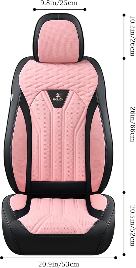 Leather Seat Covers Pink Car Seat Covers Full Set Car Seat Protectors 5 Seats Driver Seat Covers Fit for Most Cars Trucks SUV - Image 3