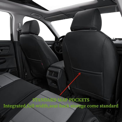 coverdream Custom Seat Covers for 2015-2016 Honda CR-V,Premium Faux Leather Car Seat Cover Set,Full Set Waterproof SUV Seat Protector,Armrest Covers Included (Black/Gray) - Image 4