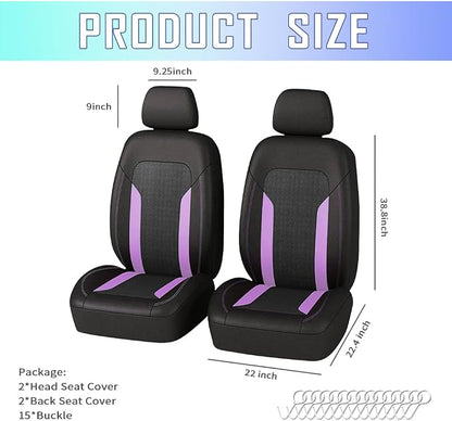 4PCS Cooling Car Seat Covers,Breathable Front Seat Covers with Mesh Construction and Foam Padding,Car Seat Protector to Reduce Back Sweating,Universal Car Interior for Car SUV (Purple) - Image 2