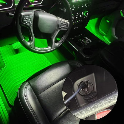 Car LED Strip Light, Interior Car Lights, 12V 24 LED Auto Atmosphere Lamps with Cigarette Lighter, Auto Lamp Ambient Night Light Strip Lighting Kit for Vehicles (USB/Green) - Image 4