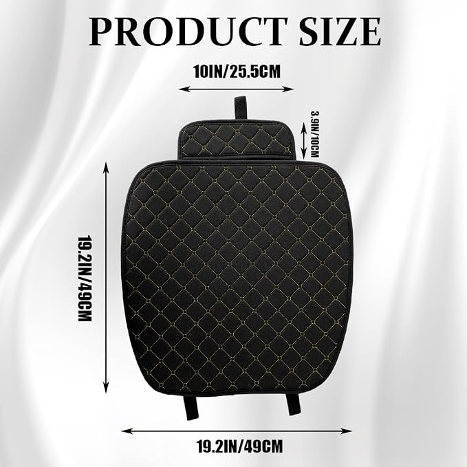Leather Front Car Seat Cover, Anti-Slip Car Seat Bottom Covers, Full Wrapped Bottom Seat Protectors with Storage Pocket, Universal Comfortable Seat Cushion Fit Vehicles SUVs Trucks (K2-Black Gold) - Image 2