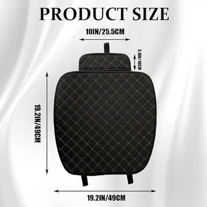 Leather Front Car Seat Cover, Anti-Slip Car Seat Bottom Covers, Full Wrapped Bottom Seat Protectors with Storage Pocket, Universal Comfortable Seat Cushion Fit Vehicles SUVs Trucks (K2-Black Gold) - Image 2