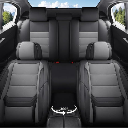 Car Seat Covers Full Set Custom Fit For Toyota Matrix 2003-2014, Black&Gray | Lumbar Support, Premium Faux Leather, Breathable, Anti-Slip, Airbag Compatible, Waterproof, Car Seat Protectors, 2 Row-5Seat - Image 2