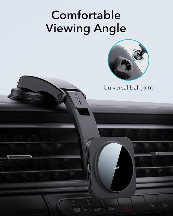 ESR for MagSafe Car Mount Charger, for iPhone 17-12 Series, Galaxy S26/S25 | Dashboard Magnetic Wireless Car Charger Mount, Compatible with MagSafe Car Charger, Fast Charging, Car Accessories, Black - Image 8