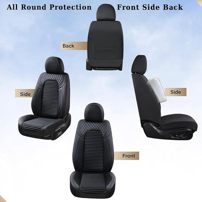 Coverado Front Seat Covers, Black Nappa Leather Car Seat Covers, Black Seat Covers for Cars, Car Seat Protector Cushions Universal Fit for Most Sedans SUV Pick-up Truck - Image 6
