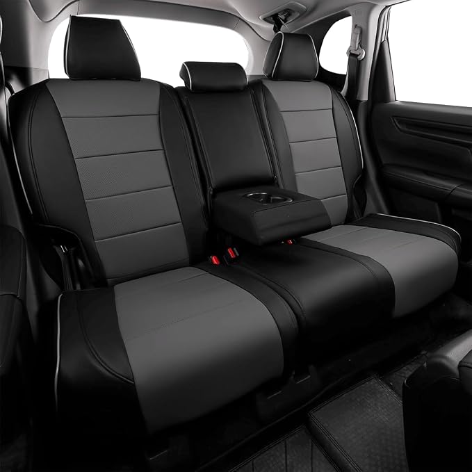 EKR Car Seat Covers for Honda HRV 2019-2022,Leatherette Full Set | Custom Fit for Honda HRV Sport/EX/EXL/Touring 2019-2022 Full Wrap,Waterproof Pet-resistant,Faux Leather(Black/Gray) - Image 5
