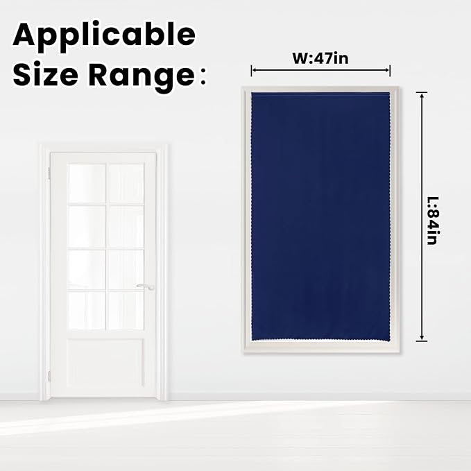 Self Adhesive Portable Blackout Curtains for Bedroom Easy to Install Window Thermal Lnsulated Kitchen Room Darkening Small Window Curtains, 47" W X 84" L, Navy Blue, 1 Panel - Image 7