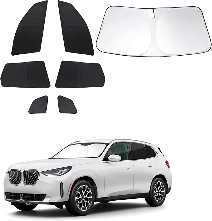 Windshield Sun Shade Car Windshield Foldable Full Windows Coverage Custom Fit for BMW X3 2025 2026 Accessories Car Window Shades Block Sun UV Rays 7PCS by FannycCargoCover