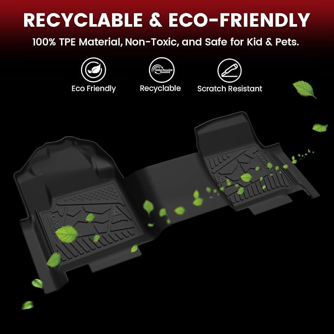 LASFIT Floor Mats for Ford F250 F350 F450 2017-2026 Regular Cab Front Bench Seat (Not Fit Row Bucket Seating) Vinly Floor Super Duty All Weather Protector TPE Car Floor Liner, only 1st, 1pcs Black - Image 6