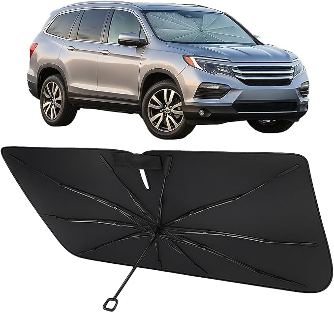 Proadsy Custom Fit Windshield Sun Shade Umbrella for 2016-2026 Honda Pilot | Advanced Ice Crystal Material, -54°F Cooler, Zero-Gap Sunblock, Instant Setup & Foldable Design for Summer Parking, Daily Use by Proadsy
