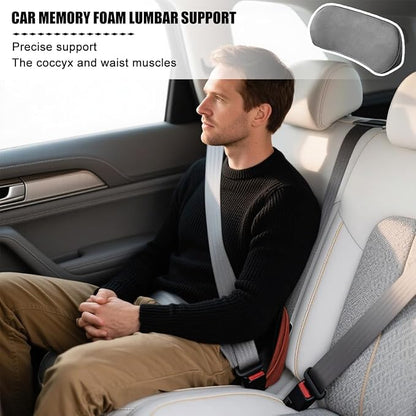 Zpana Car Lumbar Support Pillow, Memory Foam Back Cushion, Dark Gray | Memory Foam Lumbar Support Pillow, Lower Back Pain Relief & Sciatica, Comfortable Driver Seat Pad, Universal Seat Cushion - Image 4