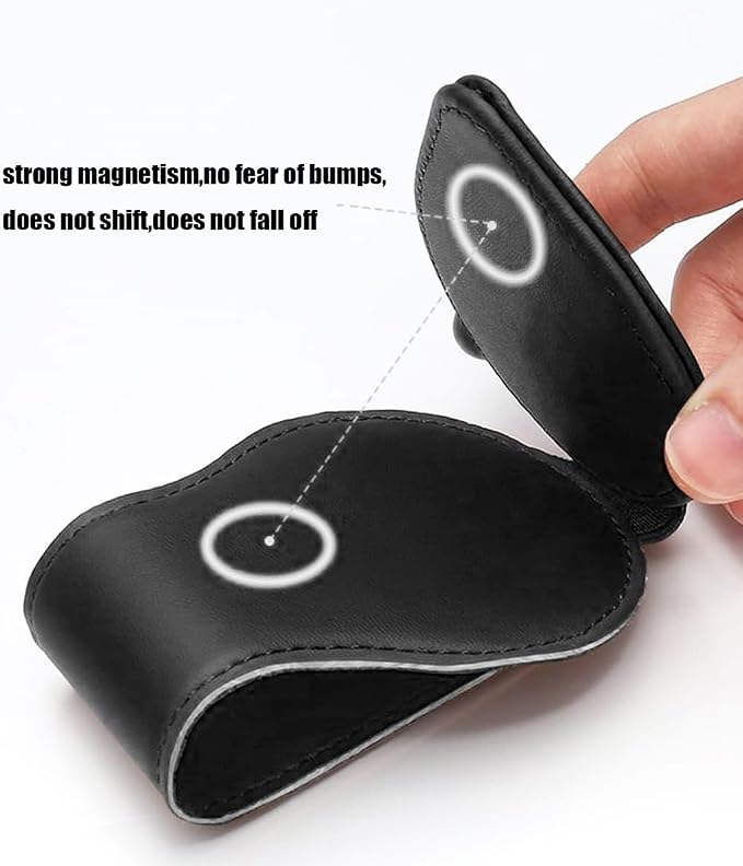 Sunglasses Holder for Bronco, Leather Glasses Frame | Eyeglass Hanger Card Clip for Car Sun Visor,Sunglasses Holder Compatible with Bronco (Red) - Image 3